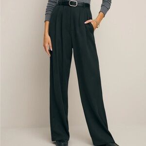 Reformation Mason black wide leg pants US8